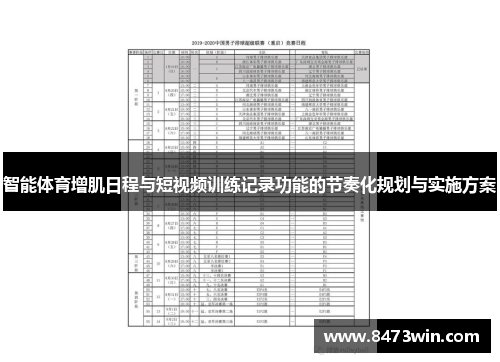 智能体育增肌日程与短视频训练记录功能的节奏化规划与实施方案